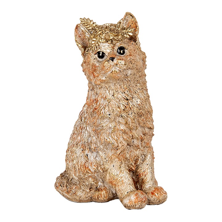 Figurine Kitty polyresin bézs arany 16x14x25 cm