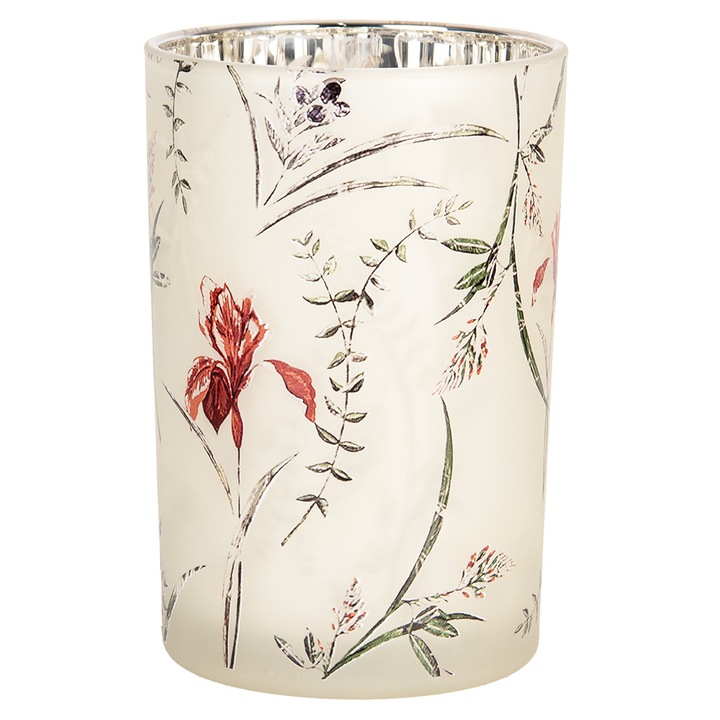 Suport lumanare Flower sticla 12x18 cm