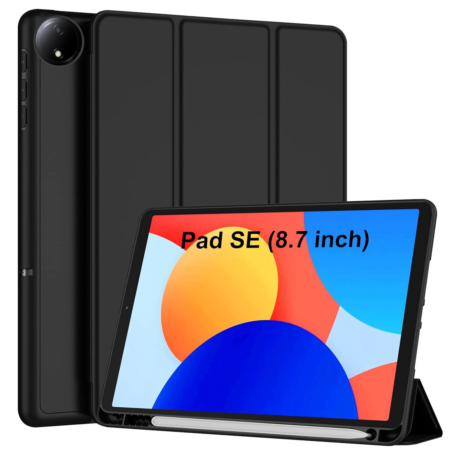 Husa pentru Xiaomi Redmi Pad SE 8.7 Soft Shell cu functie wake-up/sleep si compartiment pentru stylus tip stand - Negru