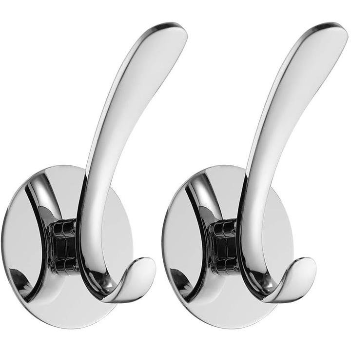 Törölközőtartó kampók, Enforose, polírozott króm, 15 kg teherbírás, 2 darabos készlet