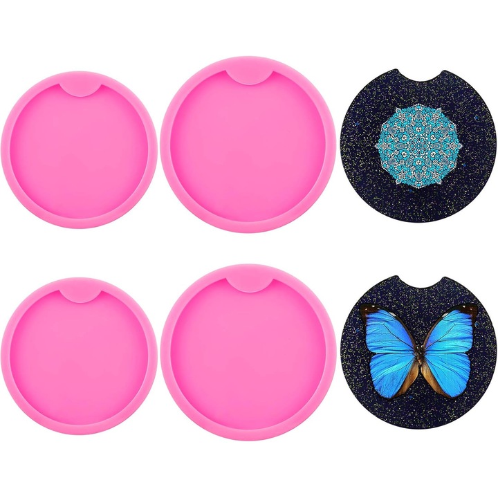 Forma din silicon reutilizabila, Enforose, matrita multifunctionala pentru bijuterii din rasina, demolare usoara, 4 bucati