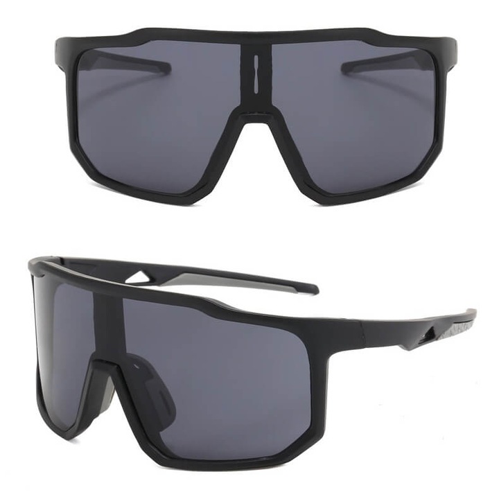 Ochelari de soare sportivi, STS-02, filtru UV 400, negru, set cu husa si stergator