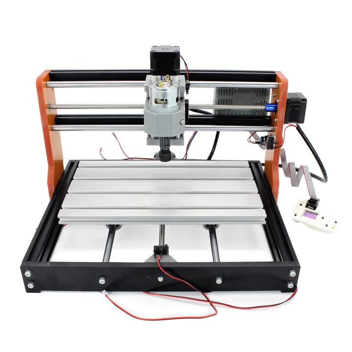 Masina de frezat CNC 3018-PRO, 3 axe, control offline, 15W laser, 30x18x4.5cm, multicolor