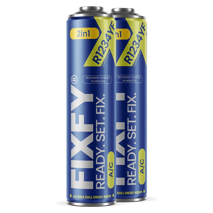 Légkondicionáló hűtőközeg csere R1234yf, Fixfy, 2 az 1-ben, 2x doboz, öntöltő, 580g