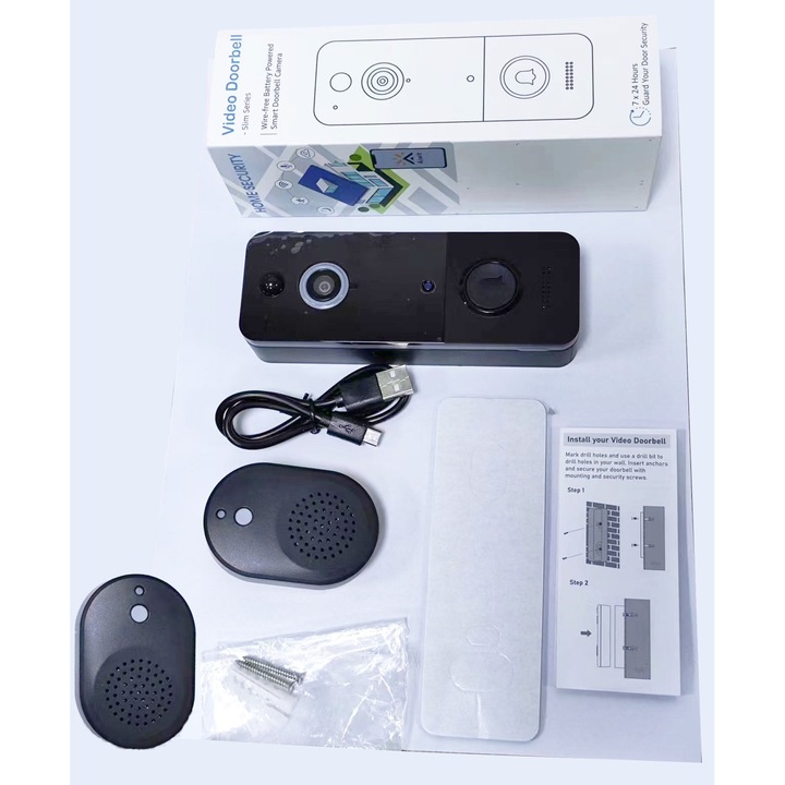 Camera video cu sonerie, Enforose, comunicare in timp real, recunoastere AI, protectie cloud, viziune nocturna