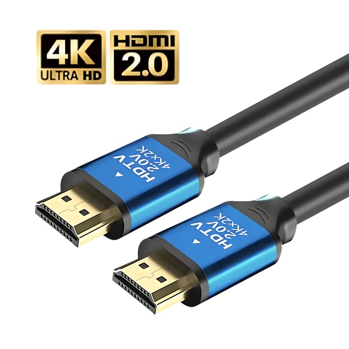HDMI 2.0 кабел, UHD, 4K-60Hz, 3M Premium, Q-Elite®, позлатен, съвместим с Xbox, PS3, PS4, 3D, компютър, лаптоп, Blu-ray, проектор