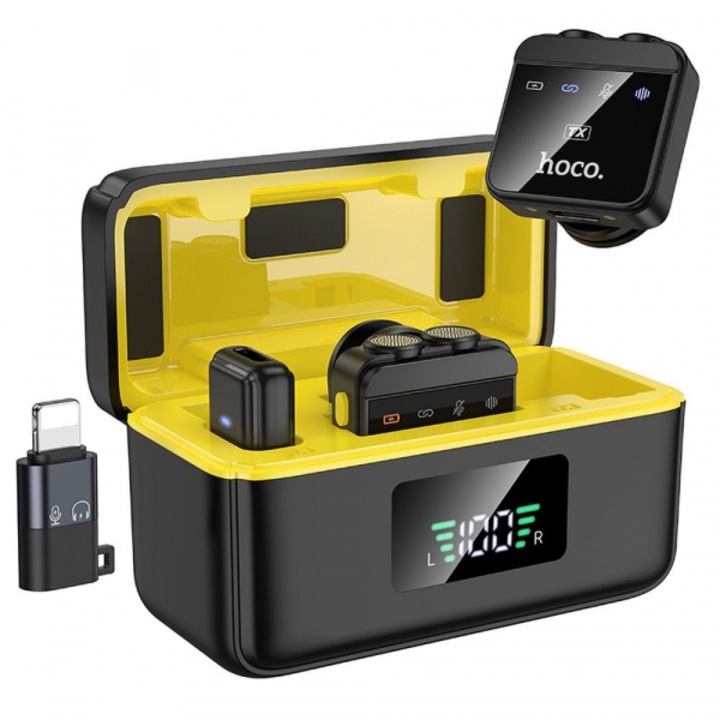 Lavaliera HOCO L17, USB-C / Lightning, Set 2 Bucati, Neagra