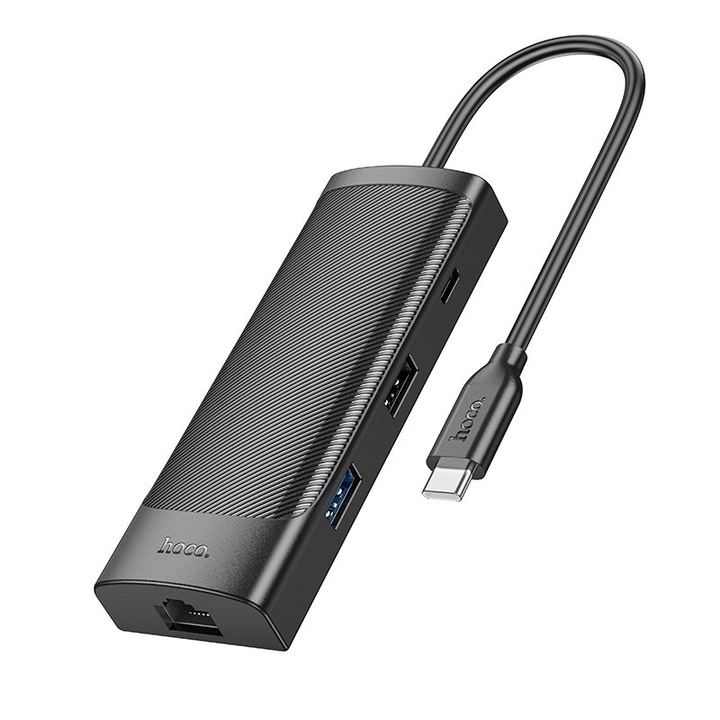 Hub Hoco, 8-in-1, USB-C, HDMI 4K, RJ45