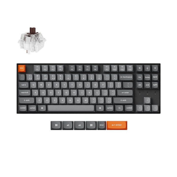 Keyboard mecanic wireless Keychron K8 Max, 80% layout, comutatoare brown, multicolor