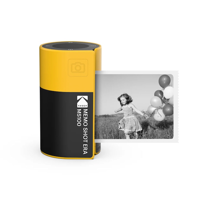 Camera instant Kodak Memo Shot ERA 2 in 1, imprimanta foto, set cu un rol, galben
