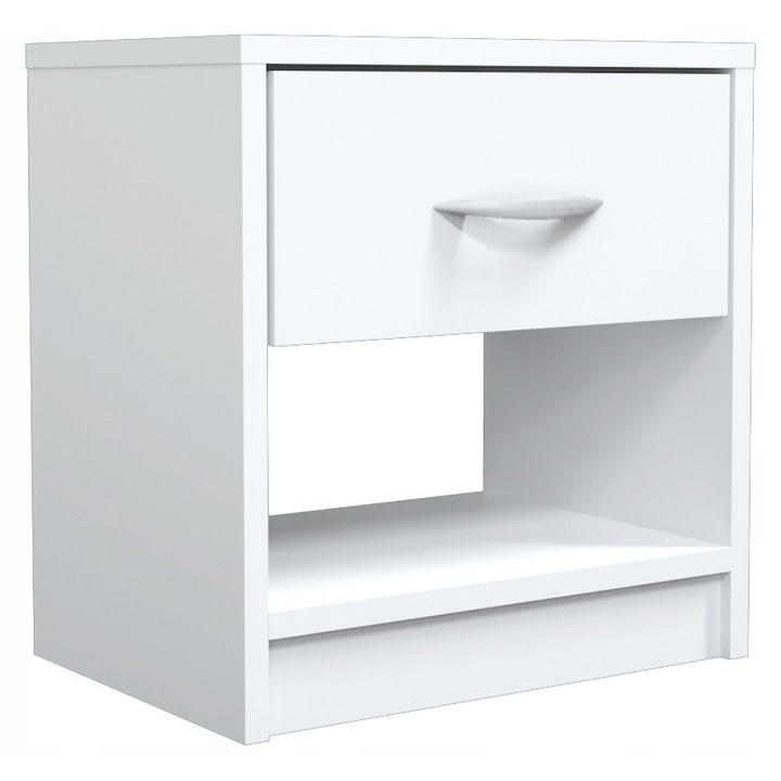 Noptiera Naka, 1 sertar, 33x28x41,5 cm, alb