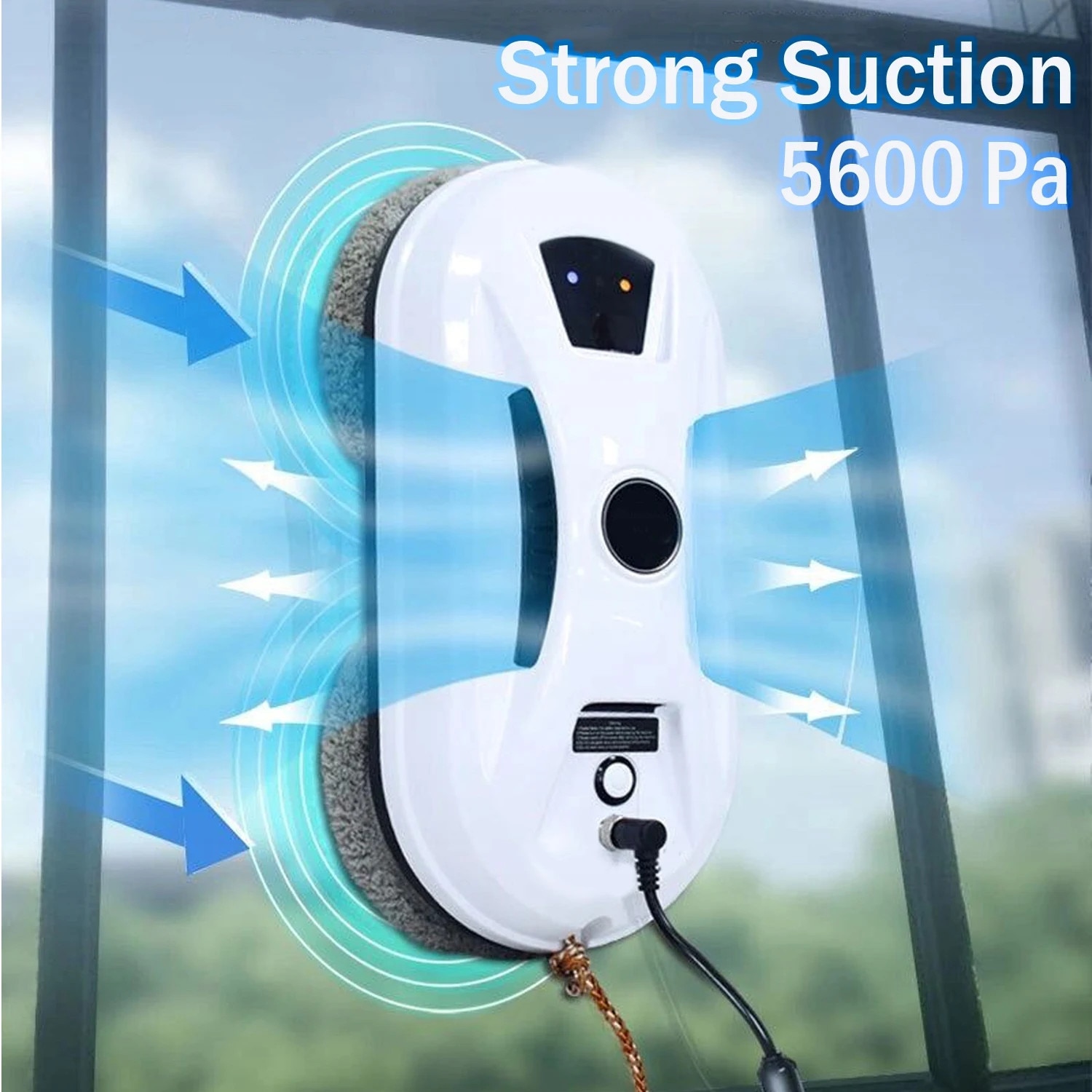 Robot de curatare geamuri, 5600Pa putere de aspiratie, spray cu ultrasunete, 3 moduri de curatare, 295x145x95mm, accesorii incluse