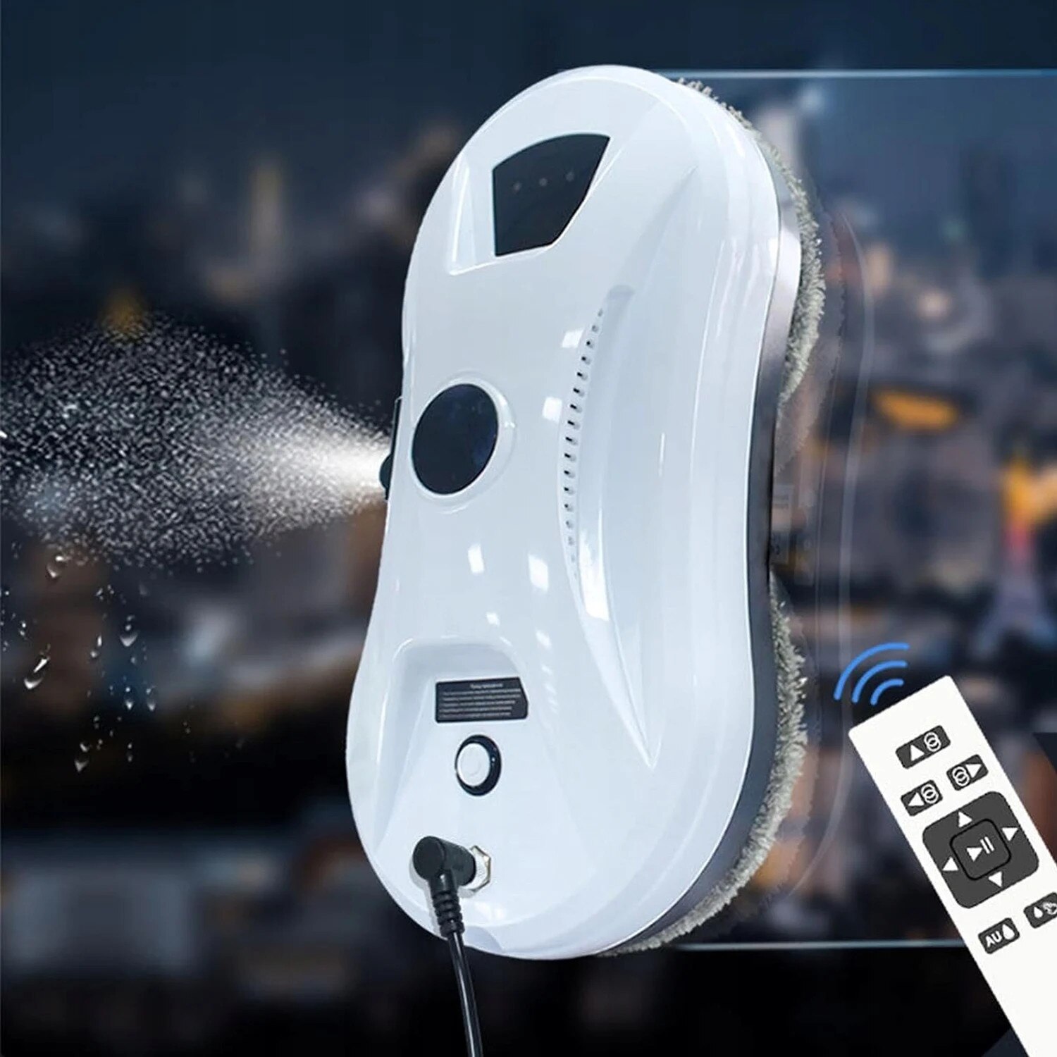 Robot de curatare geamuri, 5600Pa putere de aspiratie, spray cu ultrasunete, 3 moduri de curatare, 295x145x95mm, accesorii incluse