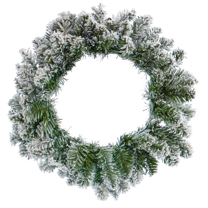 Kring Karácsonyi havas koszorú, 45cm, Zöld/Fehér
