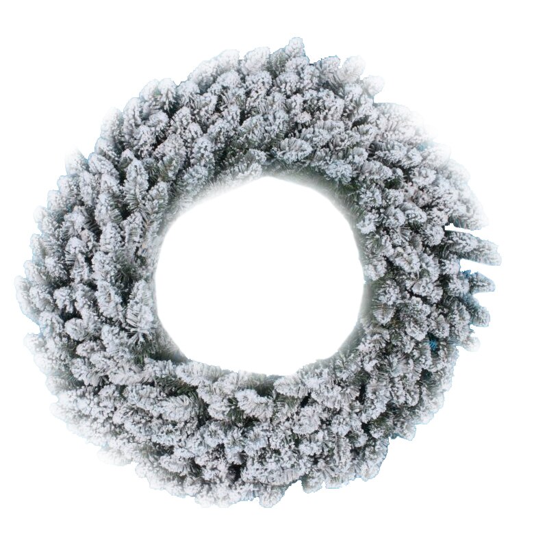 Coronita decorativa de Craciun Kring, 45 cm, ninsa, Verde/Alb