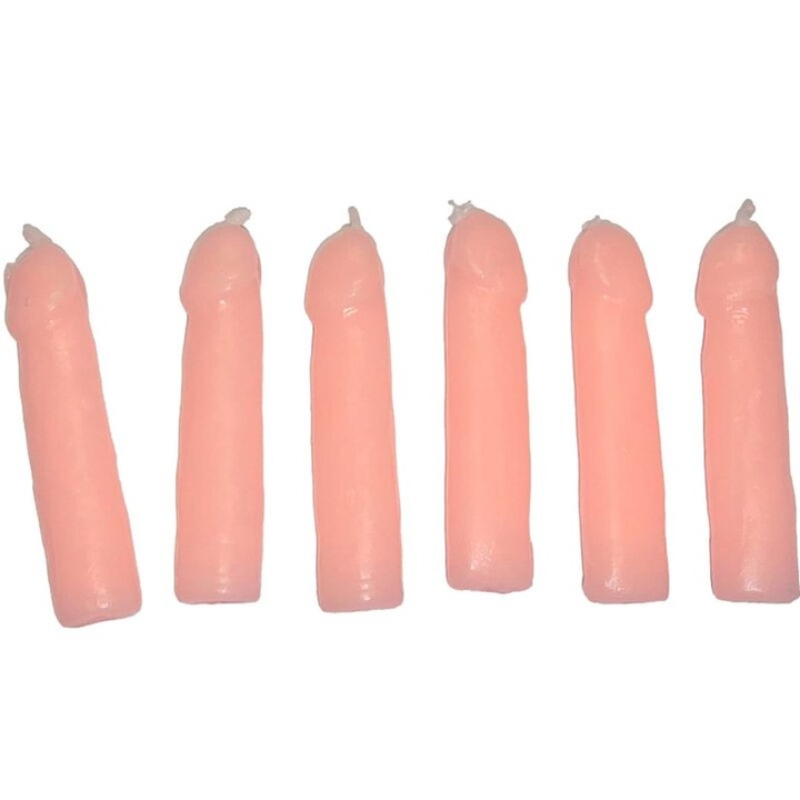 Set de 6 lumanari in forma de penis, culoare carne, lenjerie comestibila si dulciuri erotice