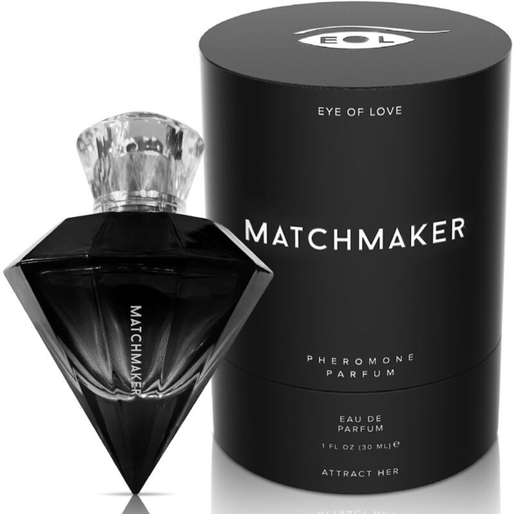 Parfum de feromoni EYE OF LOVE Matchmaker Black Diamond, 30 ml, sticla eleganta, aroma dulce si moale