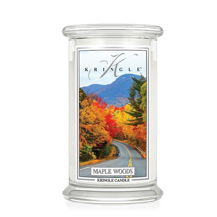 Lumanare mare Maple Woods, Kringle Candle, parfum dulce