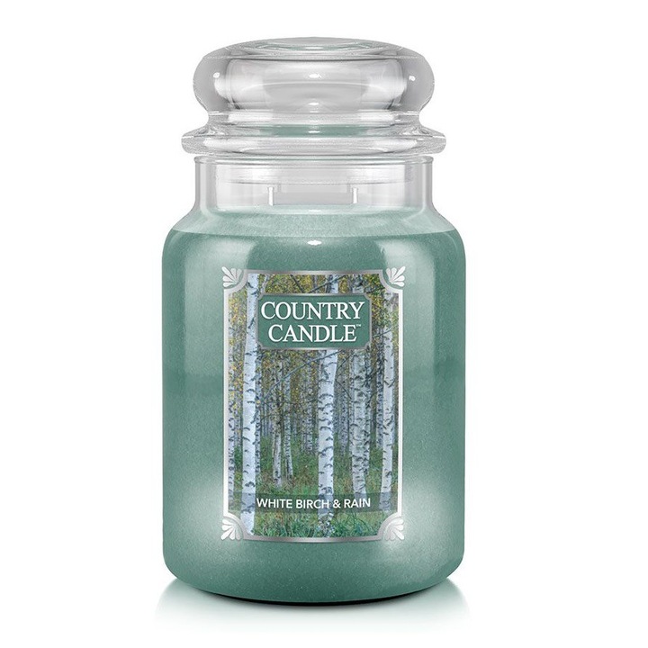 Голяма свещ Country Candle White Birch & Rain, свеж аромат, 300 г