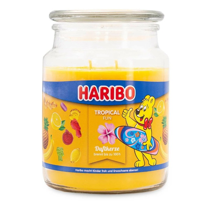 Ароматна свещ Haribo Tropical Fun, цитрус, тропически плодове, 300 г
