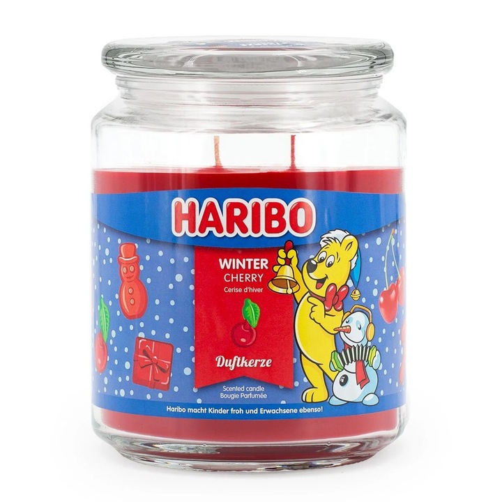 Ароматна свещ Haribo Winter Cherry, 300 г, многоцветна