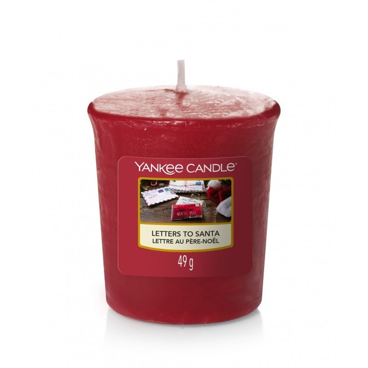 Set Lumanari Sampler Letters To Santa, Yankee Candle, aroma de chihlimbar, hartie, 3x10cm