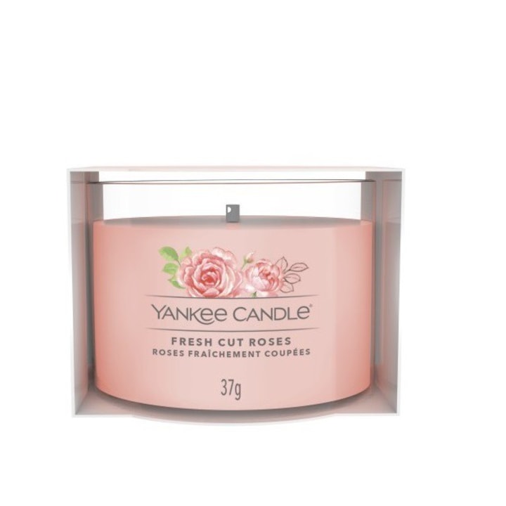 Мини свещ Yankee Candle Fresh Cut Roses, Деликатен аромат, 100 г