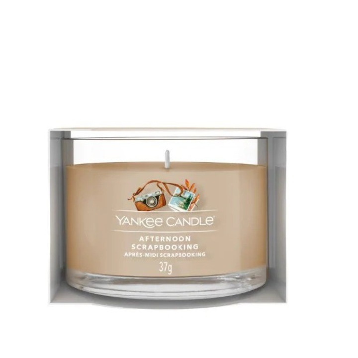 Мини свещ за скрапбукинг Yankee Candle Afternoon, нотки на кожа и кехлибар, зелена ябълка, лимон