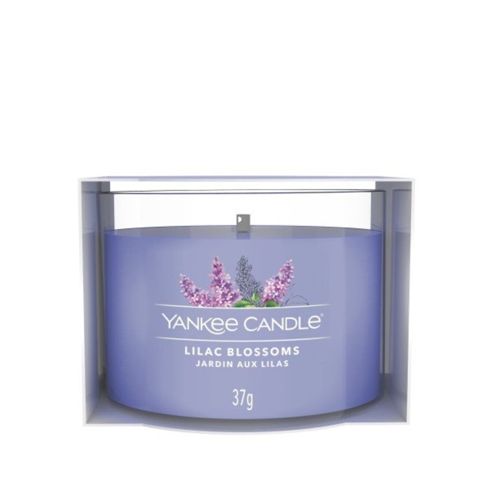 Мини свещ Yankee Candle, цвят от люляк, аромат на лавандула и бъз, 10x10 см