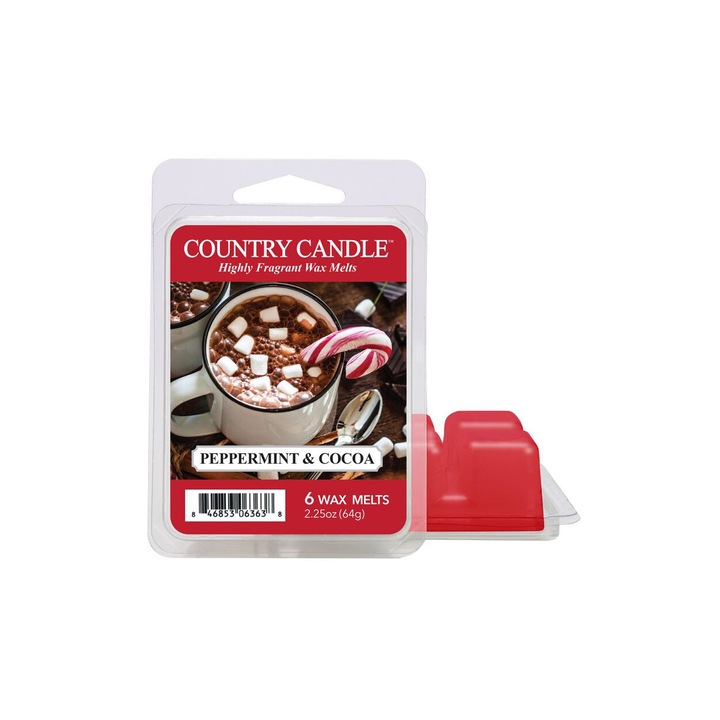 Ароматна свещ Country Candle Peppermint & Cocoa, мента, 100 г