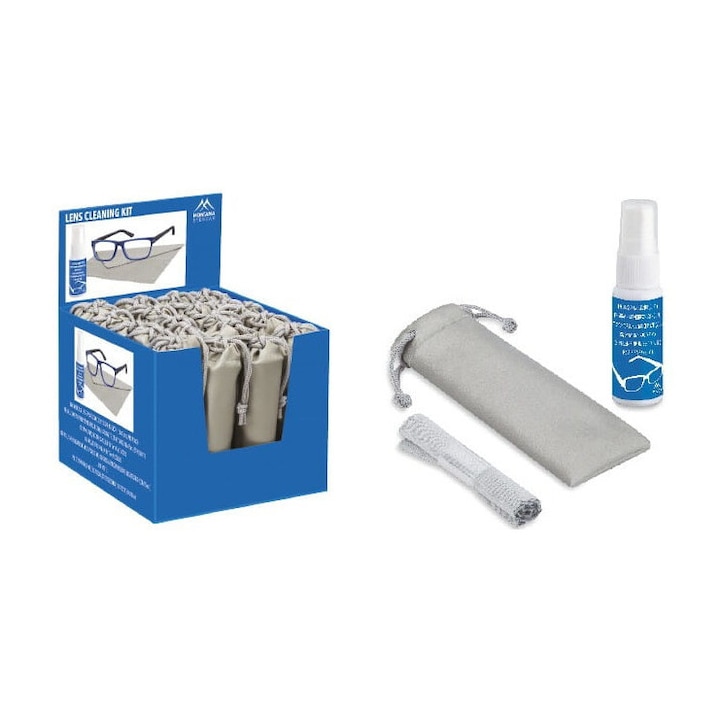 Set de curatare lentile si ochelari Montana, spray 20ml, carpa 18x15cm