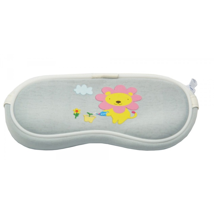 Husa Etui Ochelari Copii Stylion, model Leu simpatic, protectie moale din material rezistent, cu fermoar practic, culoare Gri, dimensiuni 15x6x3 cm, ideala pentru ochelari de vedere sau soare, accesoriu util si vesel pentru copii, unisex