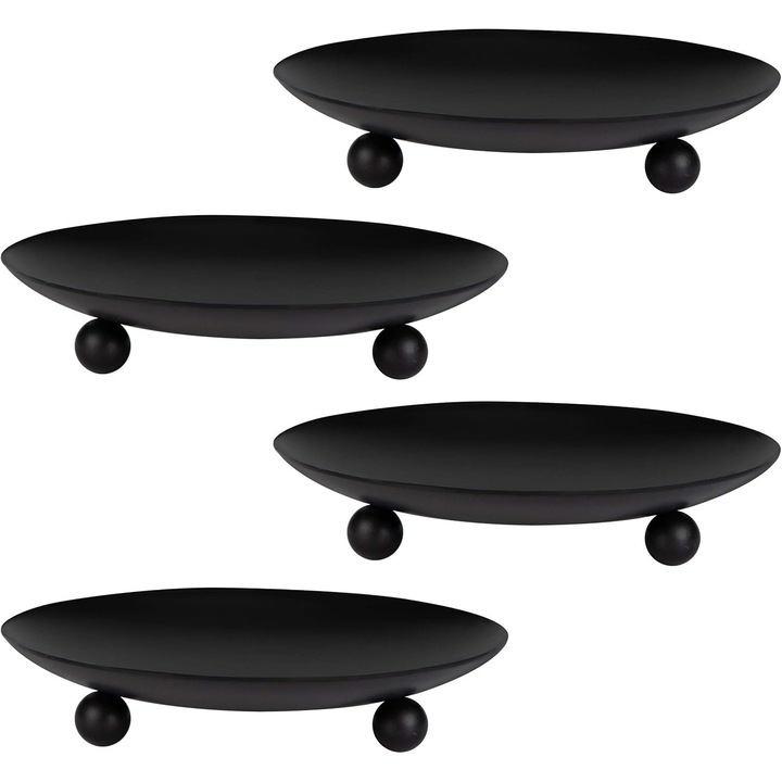 Комплект от 4 поставки за свещи, Enforose, Черни