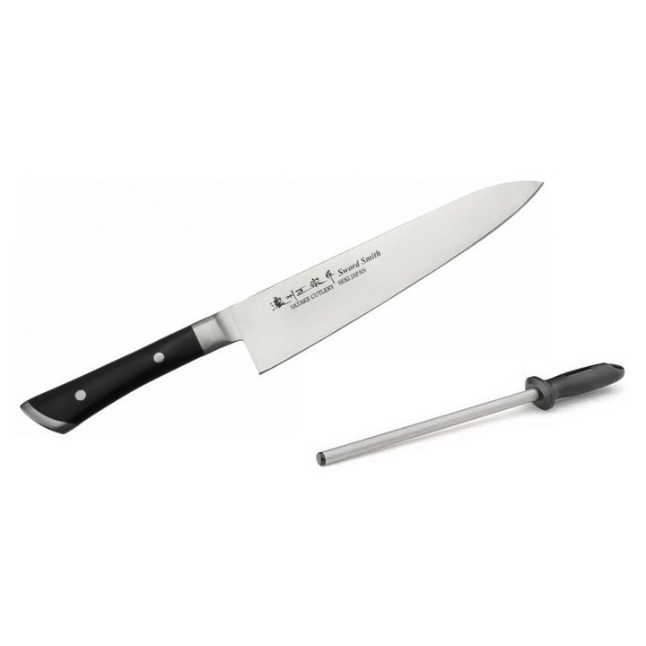 Set cutit de bucatar 21 cm Satake Hiroki + ostrzala Taidea T0825D, otel inoxidabil, ergonomic