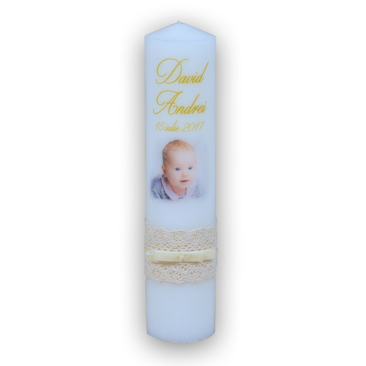 Lumanare botez poza baiat personalizare inclusa