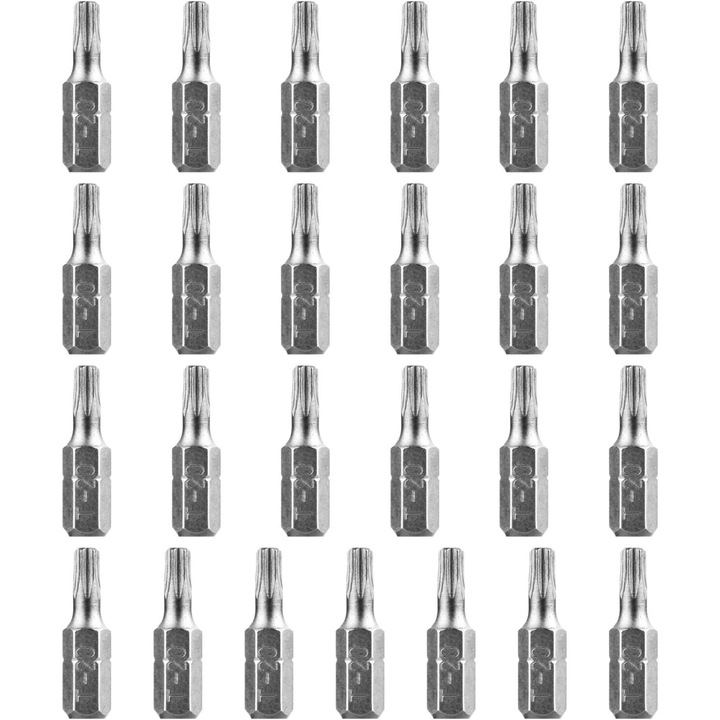 T20 mágneses csavarhúzókészlet, ipari minőségű króm-vanádium acélból, 25 mm hosszú, erős korrózióállóság, nagy tartósság nagy igénybevételhez, homokfúvott felületkezelés
