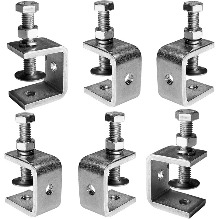 Cleme C metalice Enforose, set 6 bucati, inoxidabil, ajustabile, design I-Beam