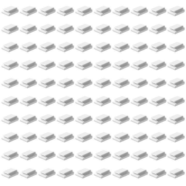 Agrafe de cablu autoadezive, Enforose, set 100 bucati, alb, 19x19mm