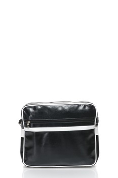 Solier, Geanta messenger cu bareta ajustabila si protectie pentru umar, Negru/Alb Solier, Geanta messenger cu bareta ajustabila si protectie pentru umar, Negru/Alb