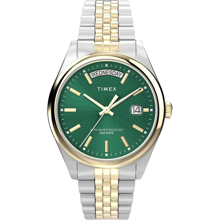 Ceas dama, Timex Trend Legacy, argintiu, cadran verde, rezistent la apa 50m