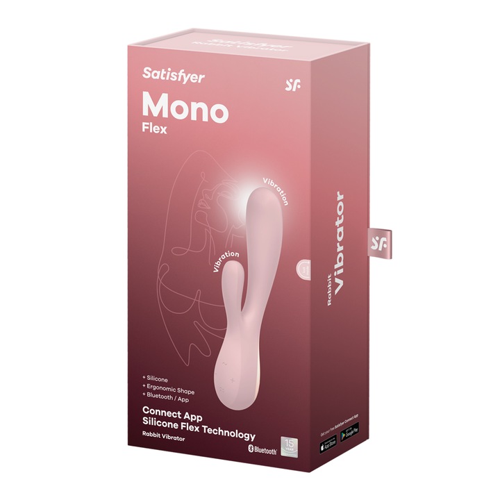 Вибратор Satisfyer, Mono flex, Двойна стимулация, Водоустойчив, USB магнитно зареждане, За жени, Висококачествен силикон