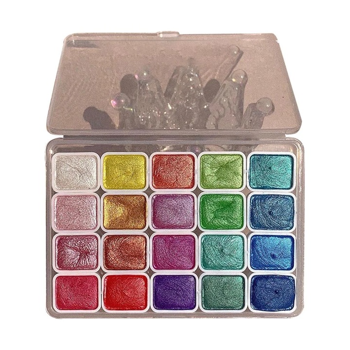 Set de acuarele solide perlate 20 culori, 45g, pentru pictura si creatie artistica
