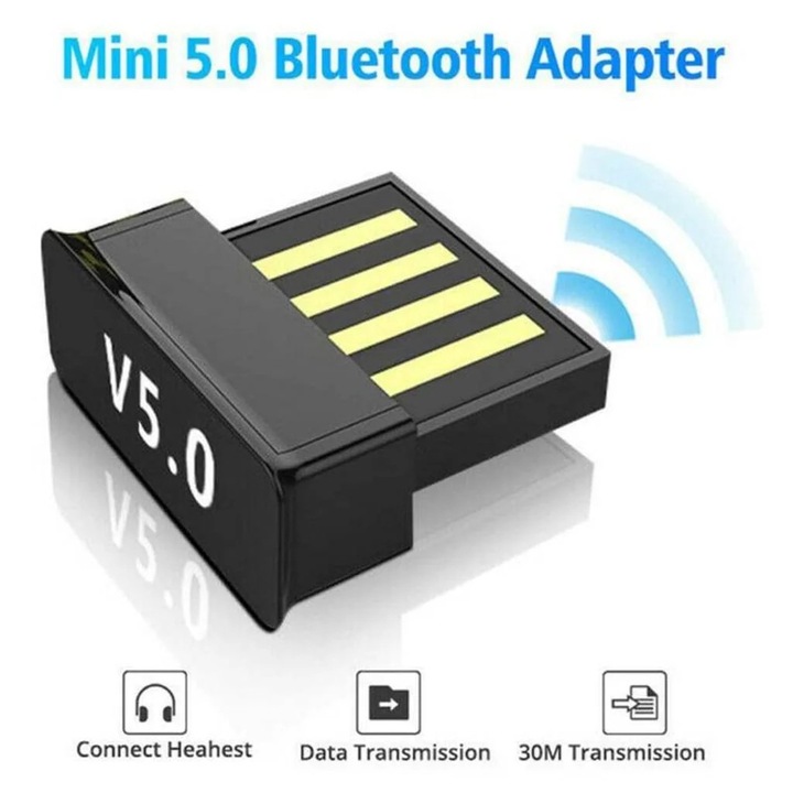 YANYXR mini Bluetooth 5.0 adapter fekete 13x14x6mm USB