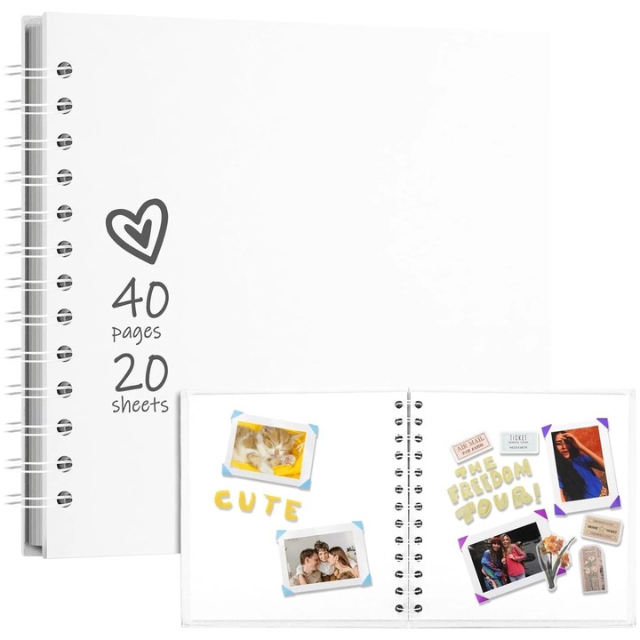 DIY esküvői emlék fotóalbum, 7x7 hüvelyk, nagy kapacitású, fehér