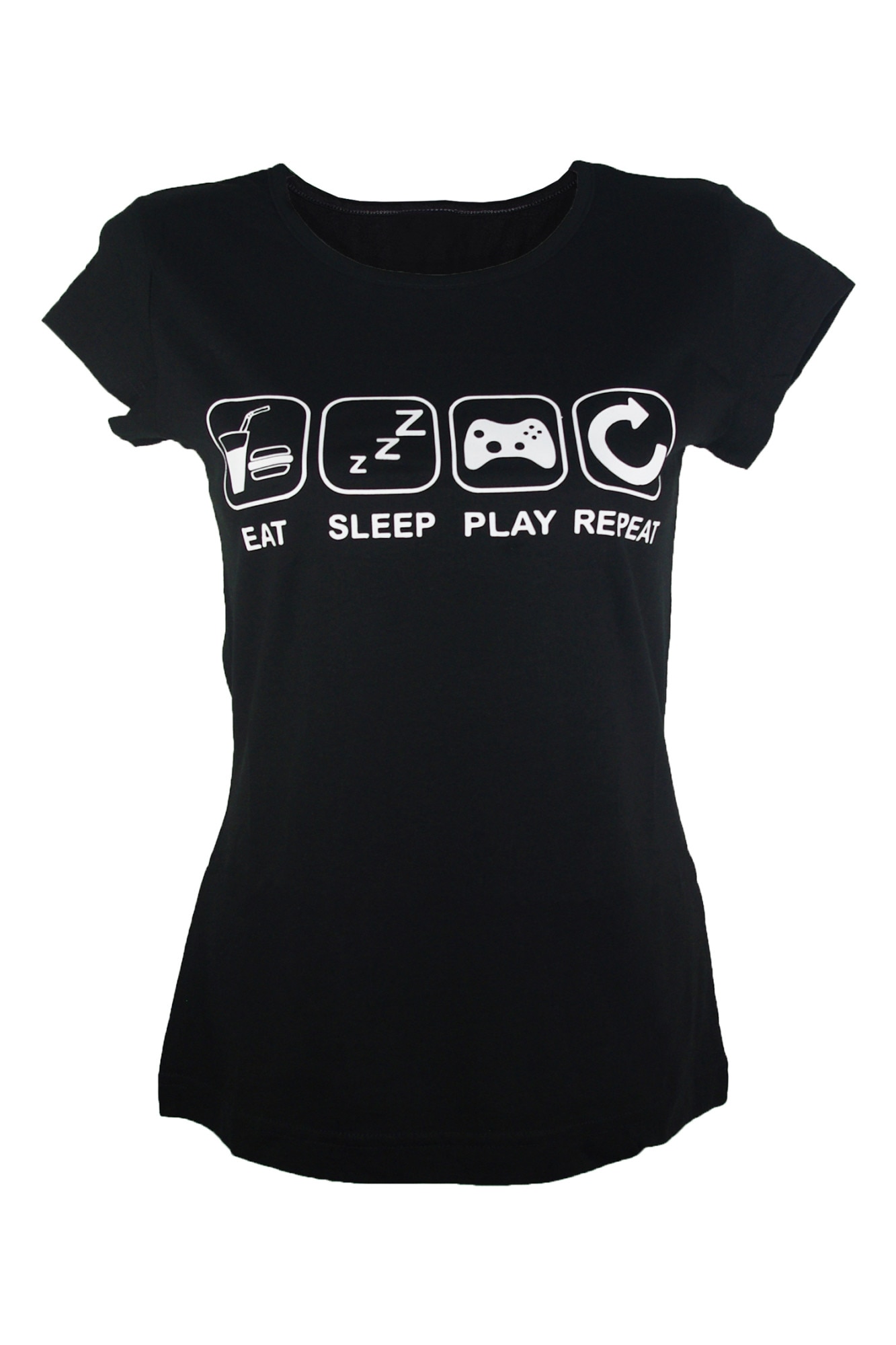 Tricou Eat Sleep Play Repeat, Negru