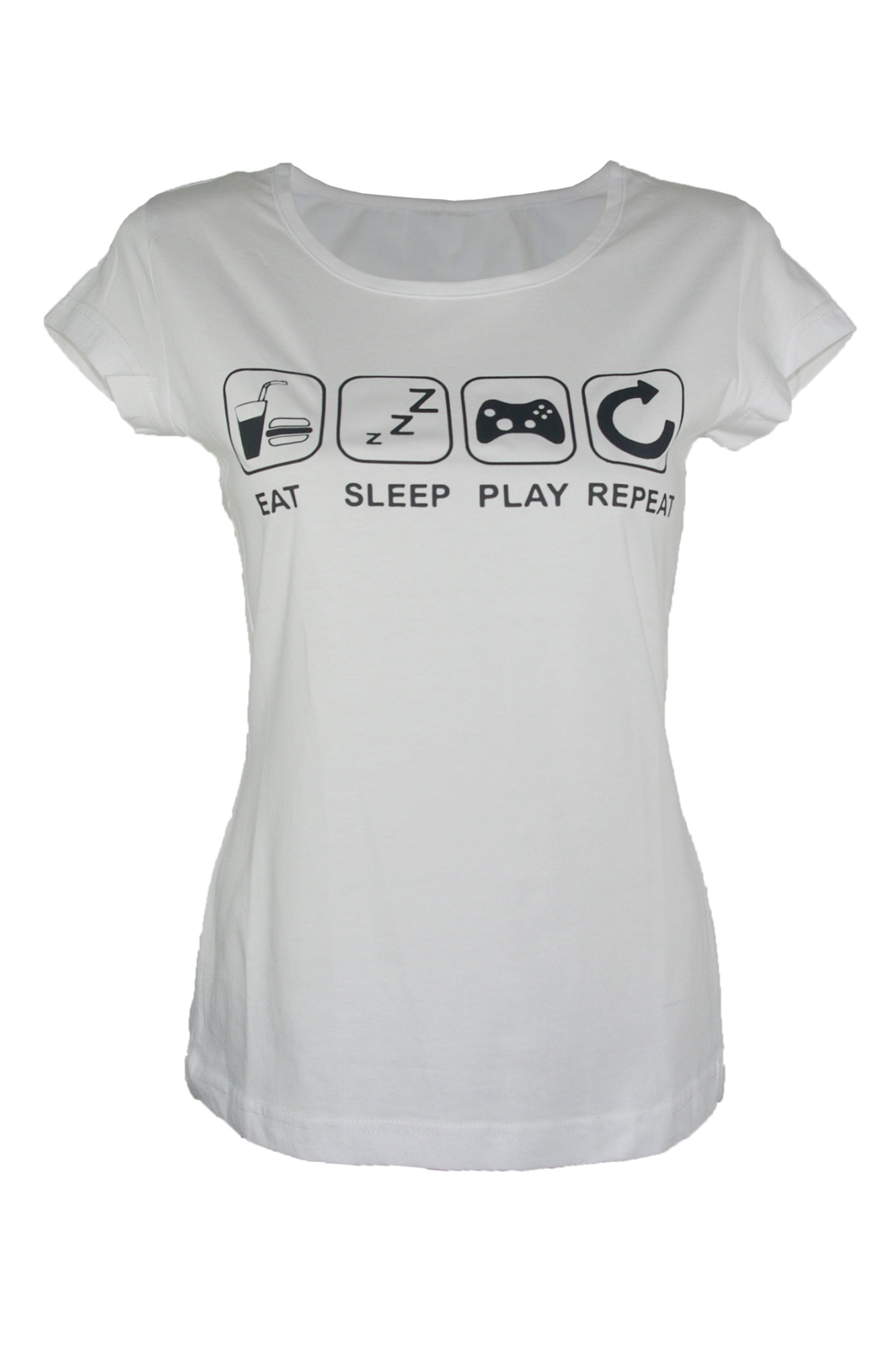 Tricou Eat Sleep Play Repeat, Alb