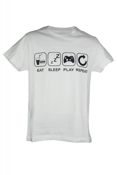 Tricou Eat Sleep Play Repeat, Alb