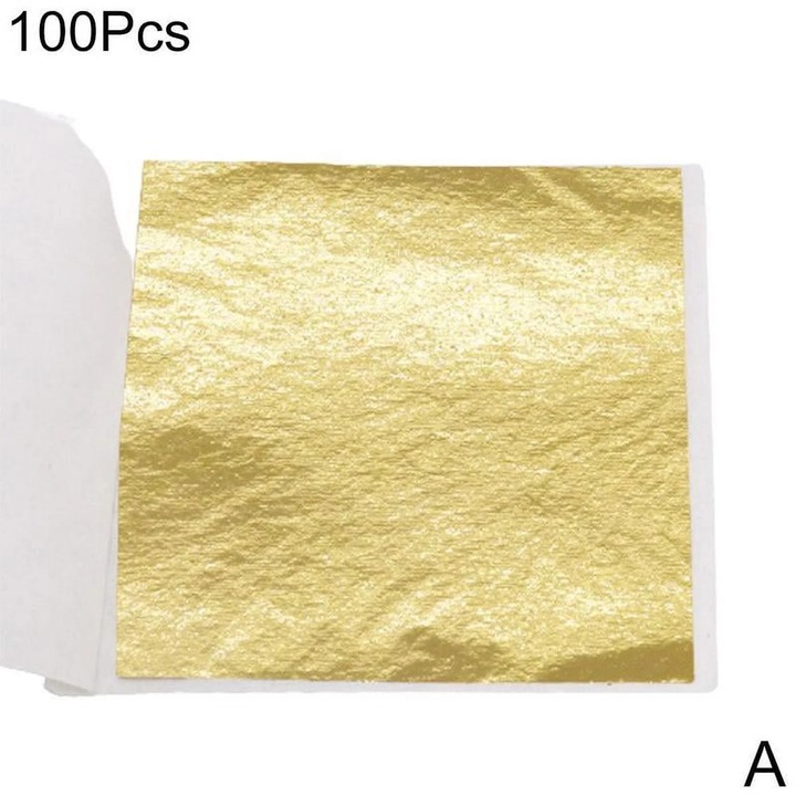 100 db arany-ezüst fólia szett, 9x9cm, kézműves papír