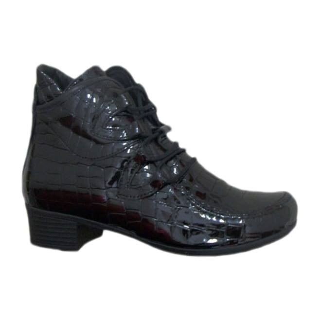 Botine moderne lucioase cu dublu sistem de inchidere,D&J Exclusive, Negru