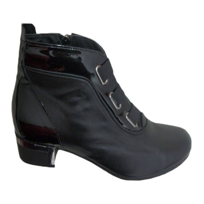 Botine cu pandativ argintiu,D&J Exclusive, Negru, 39